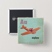 Badge Carré 5 Cm A est pour avion (Devant & derrière)