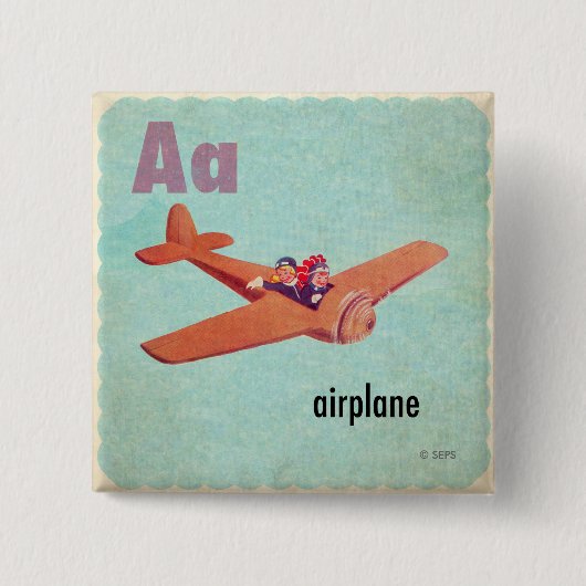 Badge Carré 5 Cm A est pour avion (Devant)