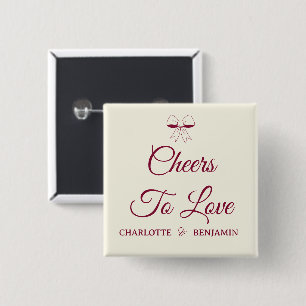 Badge Carré 5 Cm À l'amour Burgundy Script Ivory Nœud Mariage
