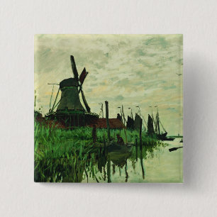 Badge Carré 5 Cm A Mill In Zandam 2 - Claude Monet - 1871