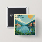 Badge Carré 5 Cm A Nostalgic Classic Travel Poster – Italy Lake Com (Devant & derrière)