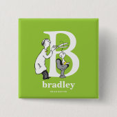 Badge Carré 5 Cm ABC du Dr Seuss : Lettre B - Blanc | Ajouter Votre (Devant)