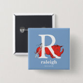 Badge Carré 5 Cm ABC du Dr Seuss : Lettre R - Blanc | Ajouter Votre (Devant & derrière)