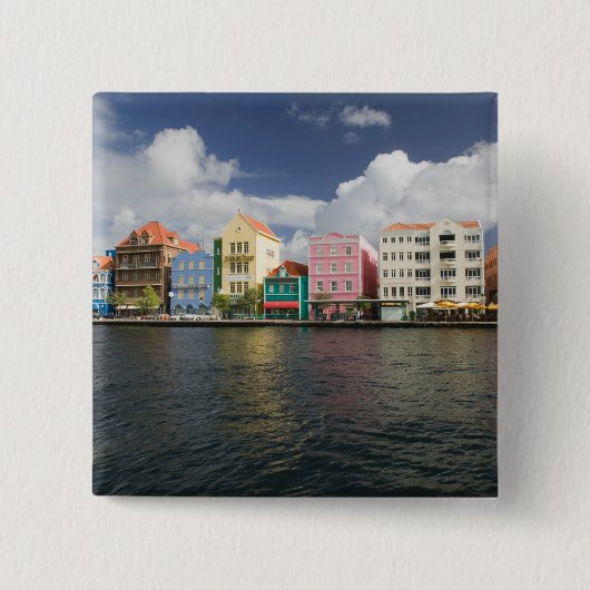 Badge Carré 5 Cm ABC Islands, CURACAO, Willemstad : Harborfront (Devant)