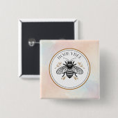 Badge Carré 5 Cm Abeille à miel (Devant & derrière)