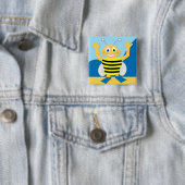 Badge Carré 5 Cm Abeille sur la plage (En situation)