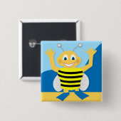 Badge Carré 5 Cm Abeille sur la plage (Devant & derrière)