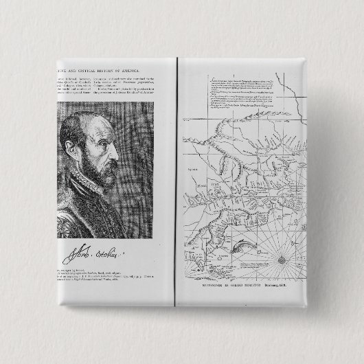 Badge Carré 5 Cm Abraham Ortel Oretelius (Devant)