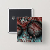 Badge Carré 5 Cm Abstract Vivid Fantasy Fractal Art Brown Blue (Devant & derrière)