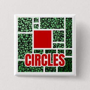 Badge Carré 5 Cm Abstraction aux taches vertes avec accents rouges