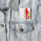 Badge Carré 5 Cm Abstrait Oiseau de Paradise Paint Splatters (En situation)