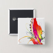 Badge Carré 5 Cm Abstrait Oiseau de Paradise Paint Splatters (Devant & derrière)