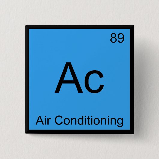 Badge Carré 5 Cm Ac - Climatisation Tee Symbole Élément Chimie (Devant)