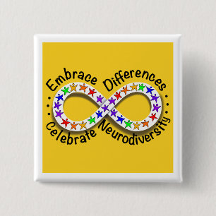 Badge Carré 5 Cm "Acceptez les différences, célébrez..." Épingle de