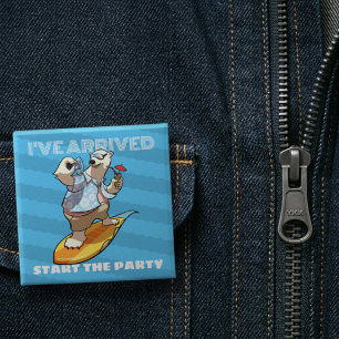 Badge Carré 5 Cm Accessoire de fête ours polaire cool Surf Artwork