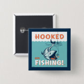 Badge Carré 5 Cm Accompagné sur la pêche (Devant & derrière)