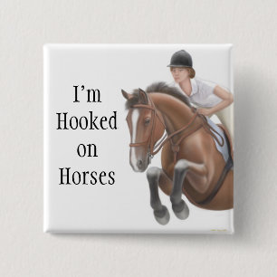 Badge Carré 5 Cm Accroché sur le Pin de chevaux