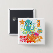 Badge Carré 5 Cm Accueil vers l'océan (Devant & derrière)