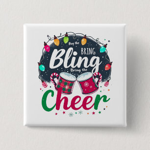 Badge Carré 5 Cm "Achetez le Bling, apportez la Joie."
