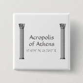 Badge Carré 5 Cm Acropole d'Athènes Latitude Longitude (Devant)