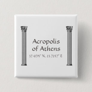 Badge Carré 5 Cm Acropole d'Athènes Latitude Longitude