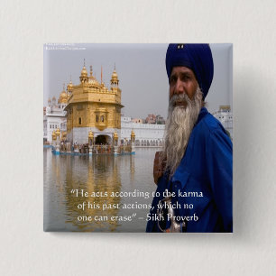 Badge Carré 5 Cm Actions/Karma proverbe sikh