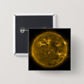 Badge Carré 5 Cm Activité solaire sur le Soleil 4 (Devant & derrière)