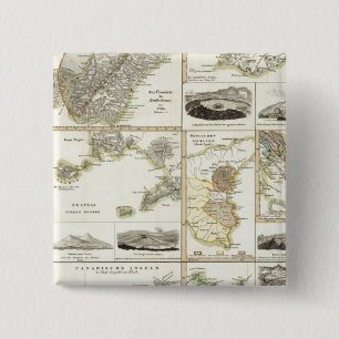 Badge Carré 5 Cm Activité volcanique de l'Atlantique