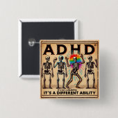 Badge Carré 5 Cm adhd burnout club  (Devant & derrière)