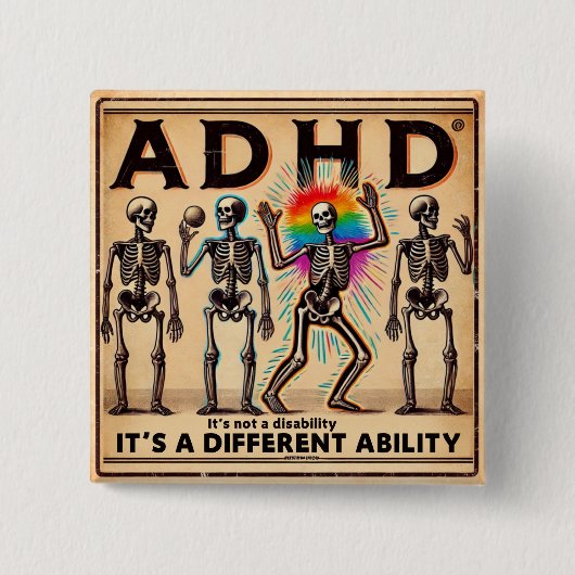 Badge Carré 5 Cm adhd burnout club  (Devant)