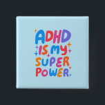 Badge Carré 5 Cm ADHD est ma superpuissance Fun Bulle Lettres color<br><div class="desc">Bouton fait main pour vous ! Customisez avec votre propre texte ou modifiez les couleurs. Consultez ma boutique pour plus de couleurs et de dessins ou faites-moi savoir si vous voulez quelque chose de personnalisé!</div>