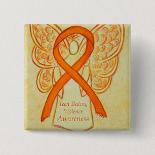 Badge Carré 5 Cm Ado Rencontre Violence Sensibilisation Angel Ribbo