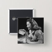 Badge Carré 5 Cm Adolescente (Devant & derrière)