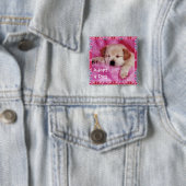 Badge Carré 5 Cm Adopter un bouton de chien (En situation)