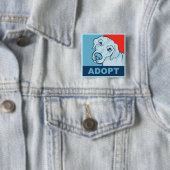 Badge Carré 5 Cm Adoptez un bouton de chien (En situation)