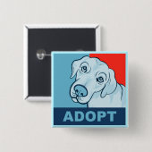 Badge Carré 5 Cm Adoptez un bouton de chien (Devant & derrière)