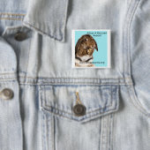 Badge Carré 5 Cm Adoptez un lapin secouru ! (En situation)