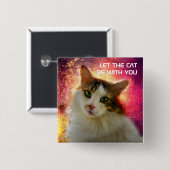 Badge Carré 5 Cm Adorable Cute Calico Chat (Devant & derrière)