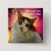 Badge Carré 5 Cm Adorable Cute Calico Chat (Devant)