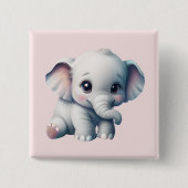 Badge Carré 5 Cm adorable Kawaii Baby Elephant (Devant)