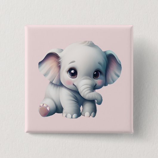Badge Carré 5 Cm adorable Kawaii Baby Elephant (Devant)