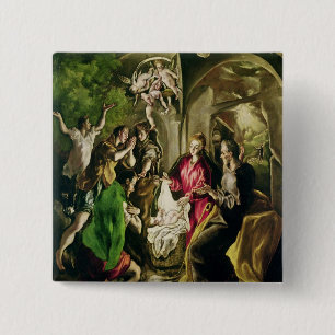 Badge Carré 5 Cm Adoration des bergers, 1603-05