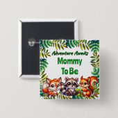 Badge Carré 5 Cm Adventure Attend Woodland Maman Pour Être Baby sho (Devant & derrière)