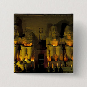 Badge Carré 5 Cm AF, Égypte, Abou Simbel. Figures colossales de