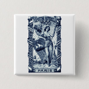 Badge Carré 5 Cm Affiche 1900 internationale d'expo de Paris