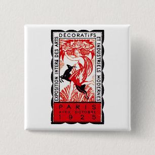 Badge Carré 5 Cm Affiche 1925 d'art déco de Paris