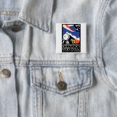 Badge Carré 5 Cm Affiche 1930 d'expo de Poznan (En situation)