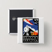 Badge Carré 5 Cm Affiche 1930 d'expo de Poznan (Devant & derrière)