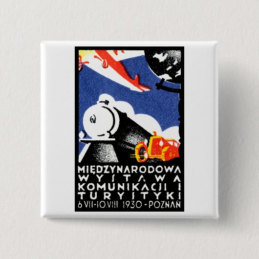 Badge Carré 5 Cm Affiche 1930 d'expo de Poznan (Devant)