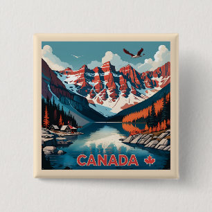 Badge Carré 5 Cm Affiche Canada Travel